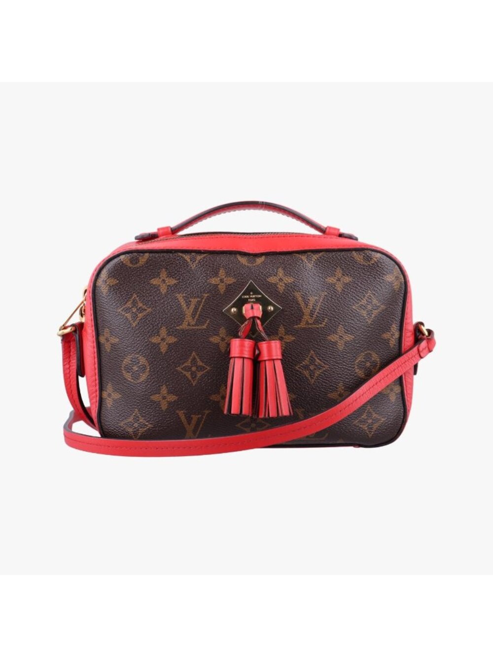 Louis Vuitton Saintonge Monogram Brown Coquelicot Canvas Calfskin